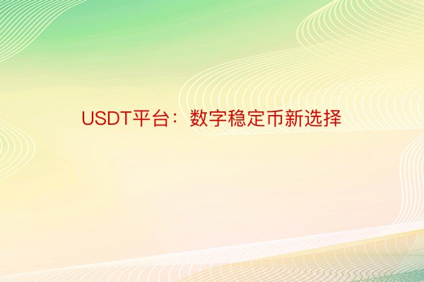 USDT平台：数字稳定币新选择